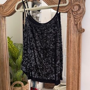 J crew sequin tank cami, black, style no H4559